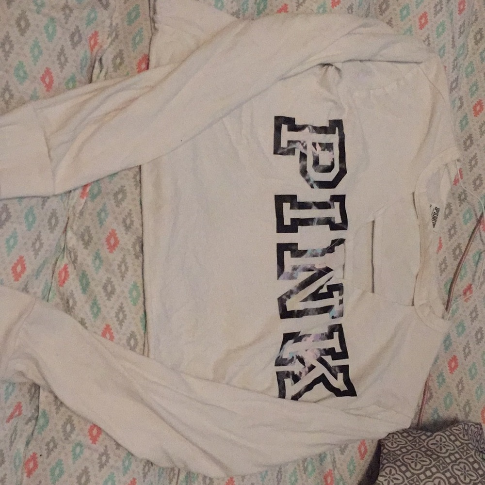 cropped long sleeve pink shirt